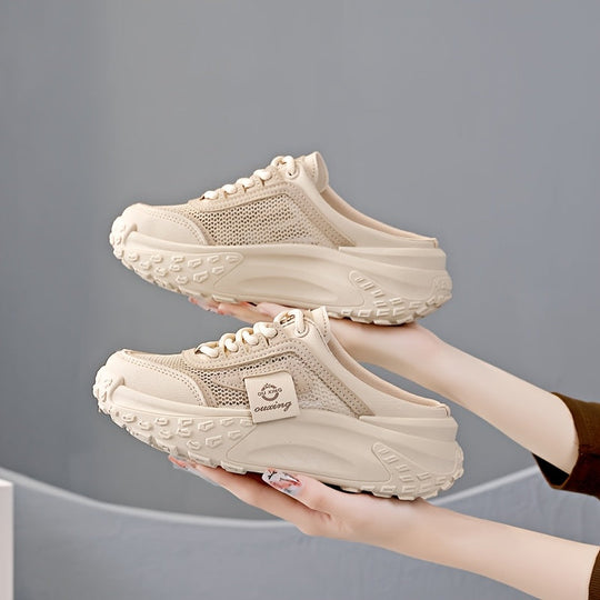 Aermove | Oddychające Siatkowe Półbuty Slip-On dla kobiet - Lekki, Średni Obcas