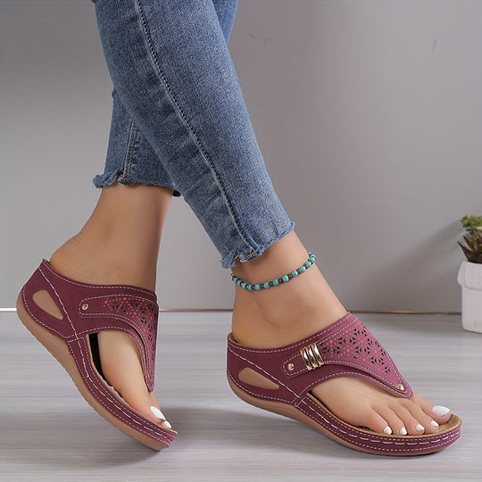 Elevana | Sandały na platformie z średnim obcasem, ortopedyczne sandały typu slip-on