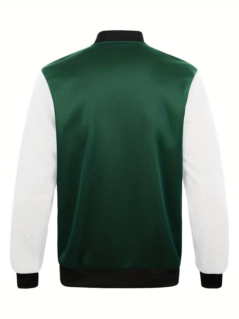 Kurtka College z Kontrastowymi Rękawami i Zapięciem na Guziki dla Mężczyzn | Idealna na Casualowe Stylizacje