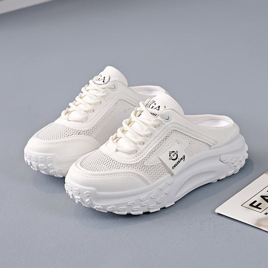 Aermove | Oddychające Siatkowe Półbuty Slip-On dla kobiet - Lekki, Średni Obcas
