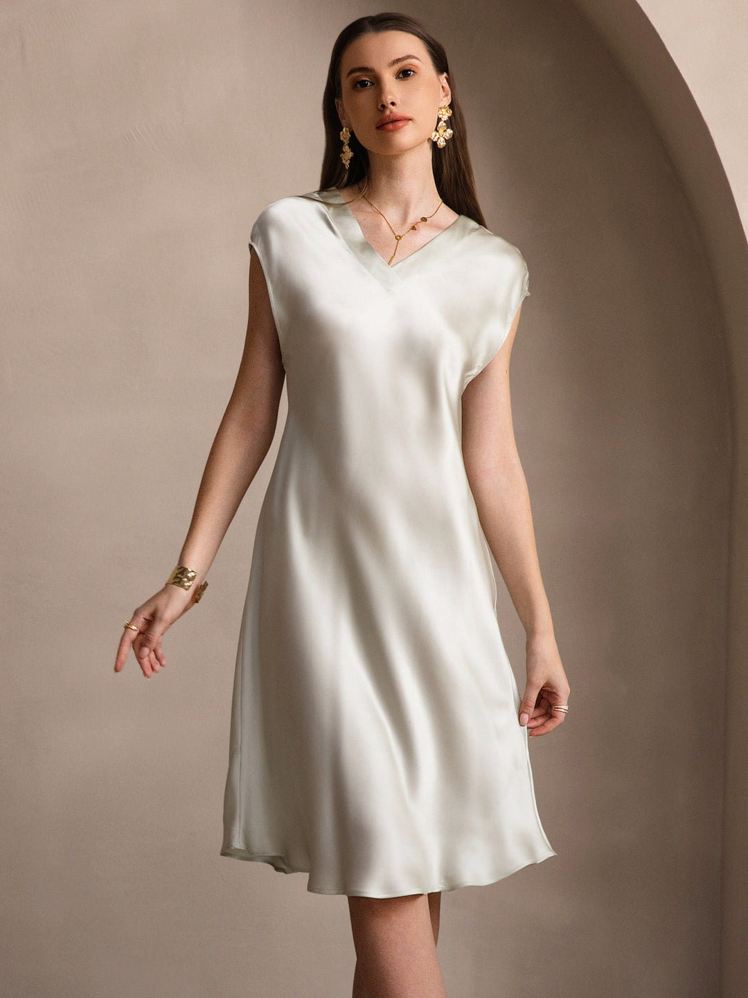 Adalyn - Elegancka Krótka Rękaw Comfort Damska Koszula Nocna
