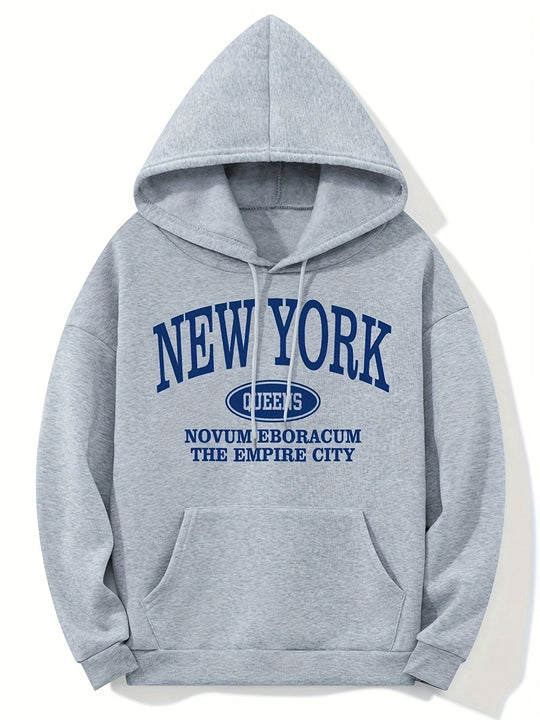 Kobieta | Hoodie z nadrukiem New York | Długi rękaw | Kieszeń kangurka | Styl casualowy i wygodny