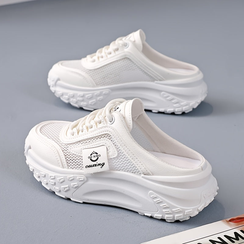 Aermove | Oddychające Siatkowe Półbuty Slip-On dla kobiet - Lekki, Średni Obcas