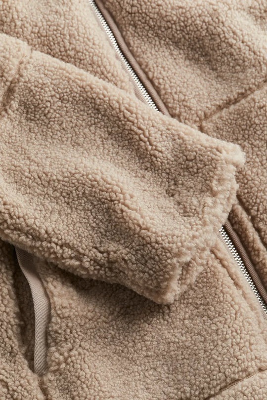 Kobie'ska Oversize'owa Kurtka Fleece z Zamkiem i Wysokim Kołnierzem