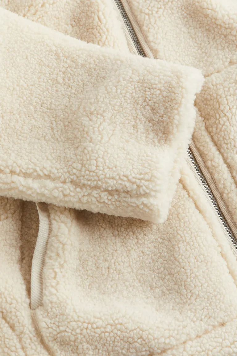 Kobie'ska Oversize'owa Kurtka Fleece z Zamkiem i Wysokim Kołnierzem