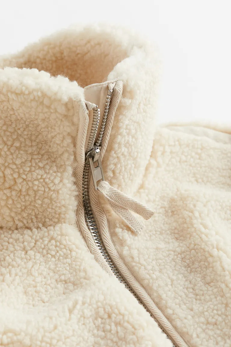 Kobie'ska Oversize'owa Kurtka Fleece z Zamkiem i Wysokim Kołnierzem