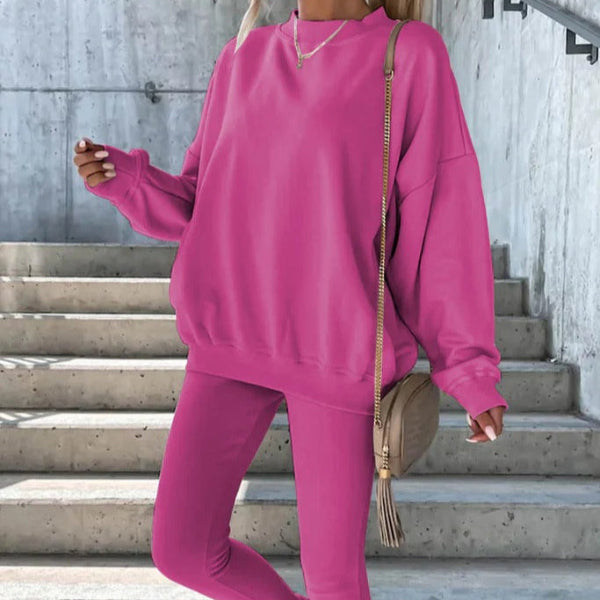 Damski sweatshirt – Luźny krój – Okrągły dekolt – Rybak – Miękka bawełniana mieszanka