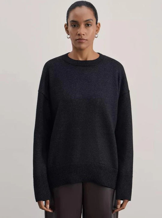 Damski Pulower – Luźny Krój – Miękka Dzianina – Wysoka Szyja – Długie Rękawy