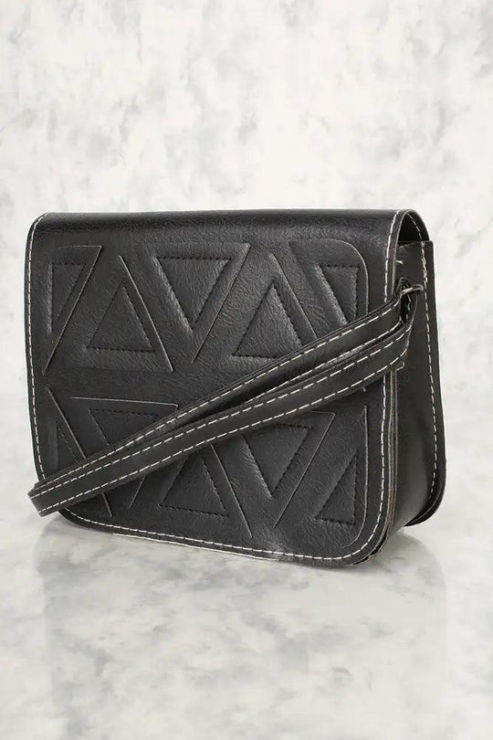 Seksowna Czarna Geometrczna Mini Torebka na Ramię z Ekoskóry