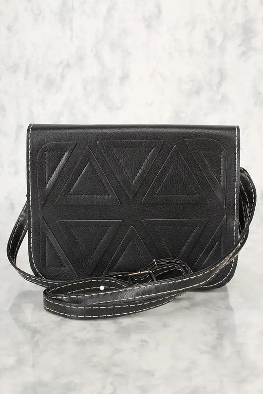 Seksowna Czarna Geometrczna Mini Torebka na Ramię z Ekoskóry