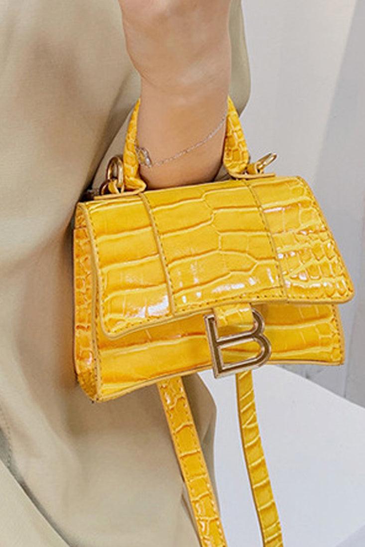 Żółta torba crossbody w stylu krokodyla